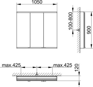 Зеркальный шкаф Keuco Royal Modular 800301001000300 серебристое 105 см